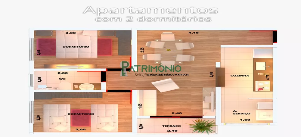 Apartamento à venda com 2 quartos, 55m² - Foto 3