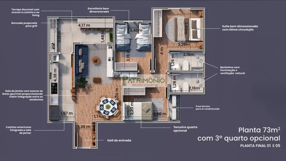 Apartamento à venda com 3 quartos, 73m² - Foto 4