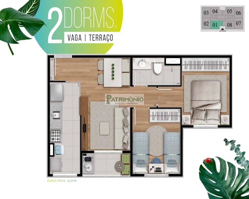 Apartamento, 2 quartos, 49 m² - Foto 3