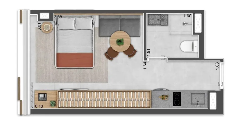Apartamento, 1 quarto, 22 m² - Foto 2