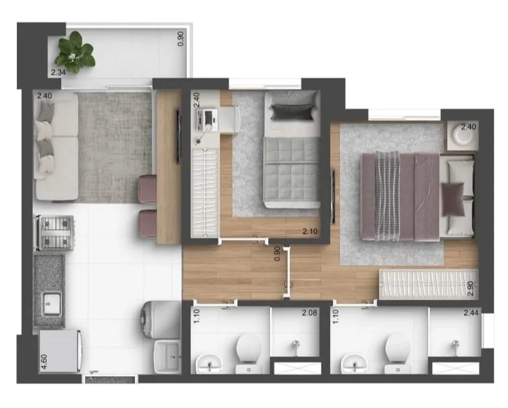 Apartamento, 2 quartos, 37 m² - Foto 12