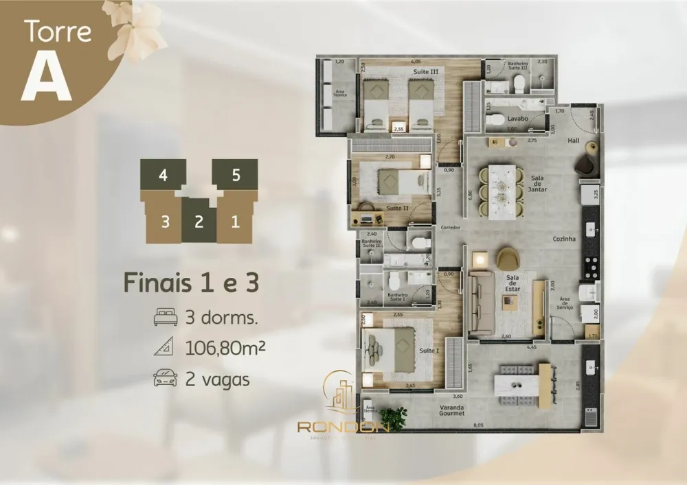 Apartamento, 3 quartos, 106 m² - Foto 3