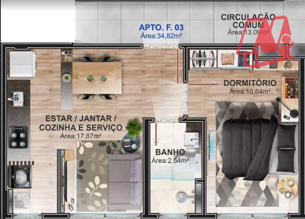 Apartamento, 1 quarto, 34 m² - Foto 7