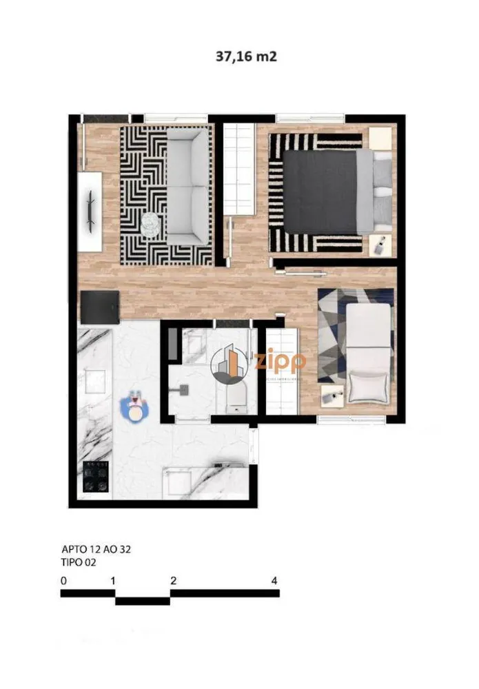 Apartamento, 2 quartos, 37 m² - Foto 3
