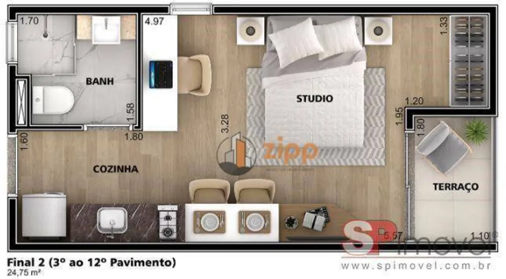 Kitnet-Studio, 25 m² - Foto 2
