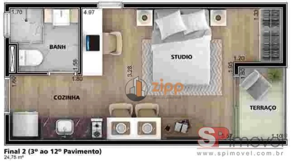 Kitnet-Studio, 25 m² - Foto 3