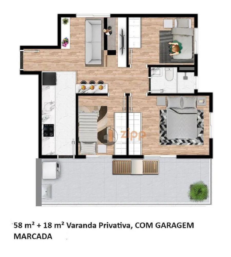 Apartamento, 2 quartos, 37 m² - Foto 2