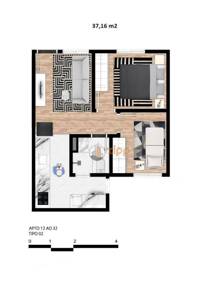 Apartamento, 2 quartos, 37 m² - Foto 1