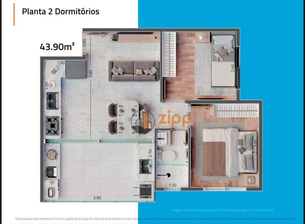 Apartamento, 2 quartos, 43 m² - Foto 7