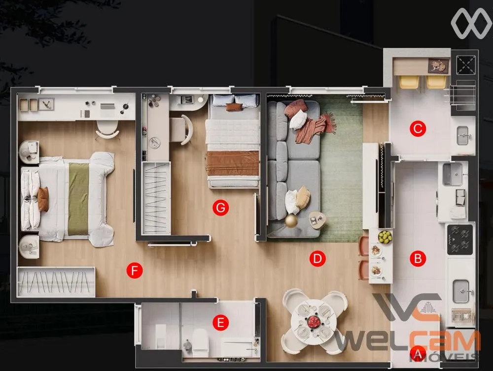Apartamento, 2 quartos, 52 m² - Foto 8