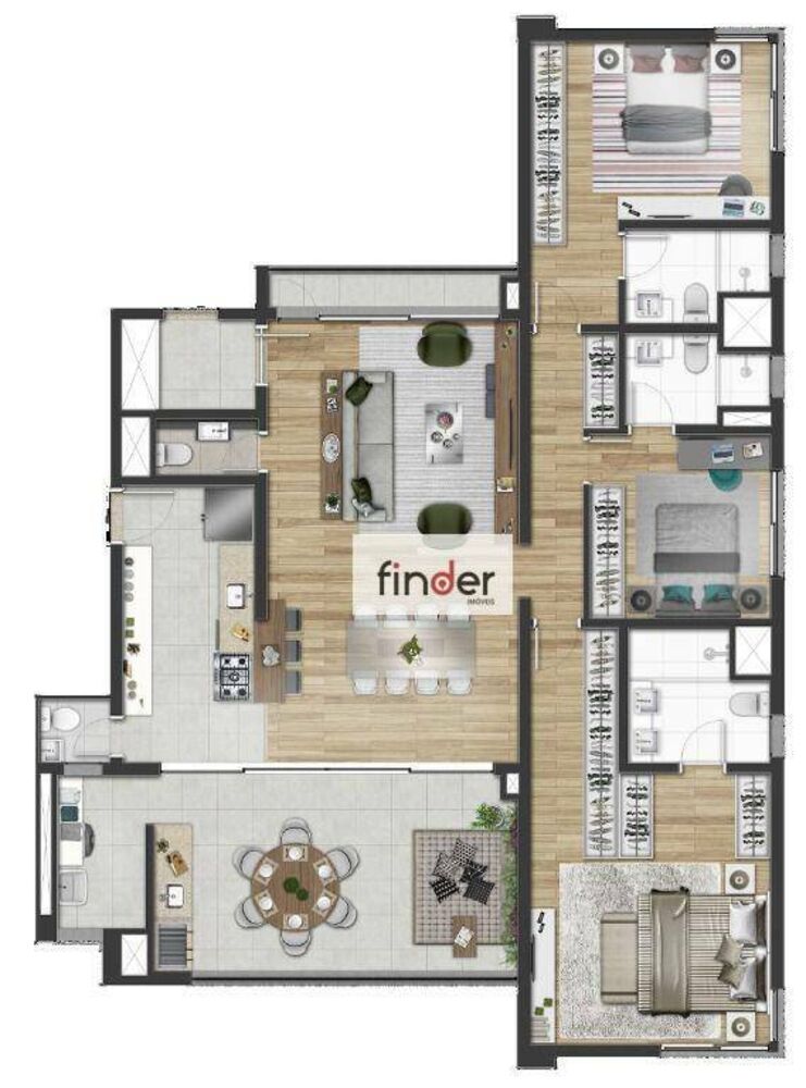 Apartamento, 3 quartos, 163 m² - Foto 1