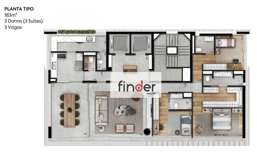 Apartamento à venda com 3 quartos, 183m² - Foto 19