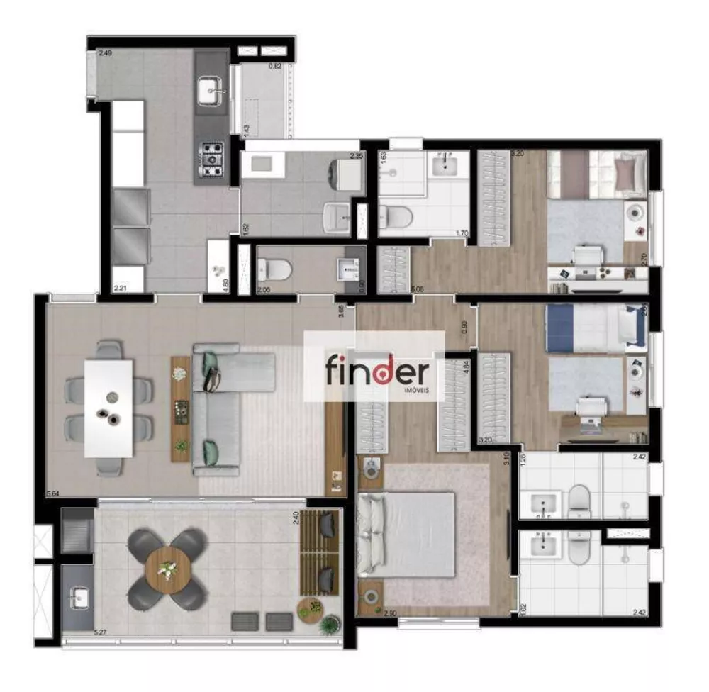 Apartamento, 3 quartos, 123 m² - Foto 62