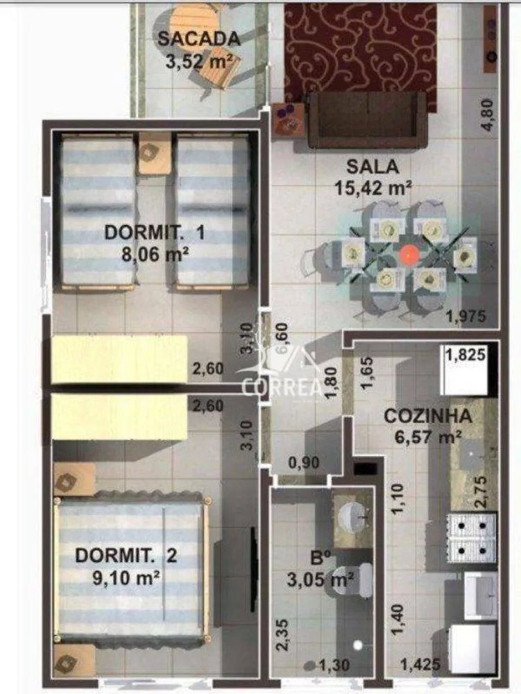 Apartamento, 2 quartos, 52 m² - Foto 2