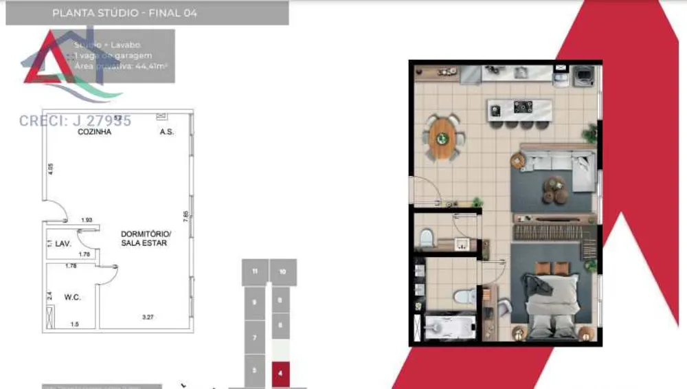 Apartamento, 1 quarto, 44 m² - Foto 7