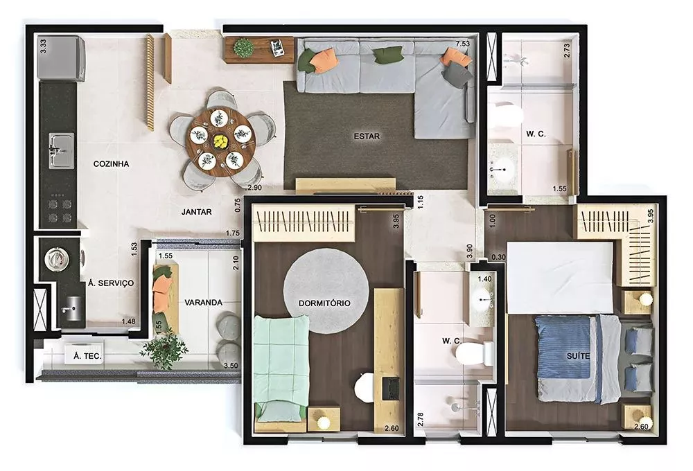 Apartamento à venda com 2 quartos, 68m² - Foto 3