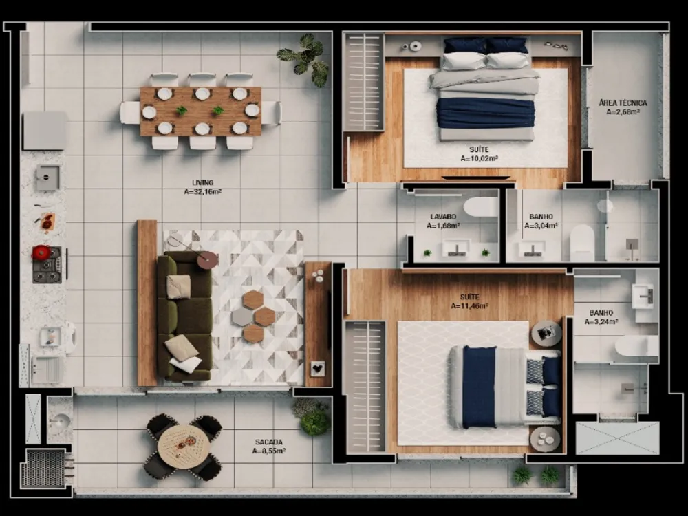 Apartamento, 2 quartos, 80 m² - Foto 1