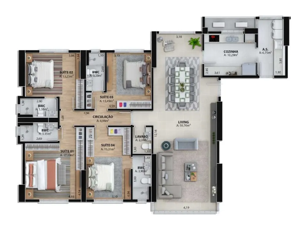 Apartamento, 4 quartos, 221 m² - Foto 7