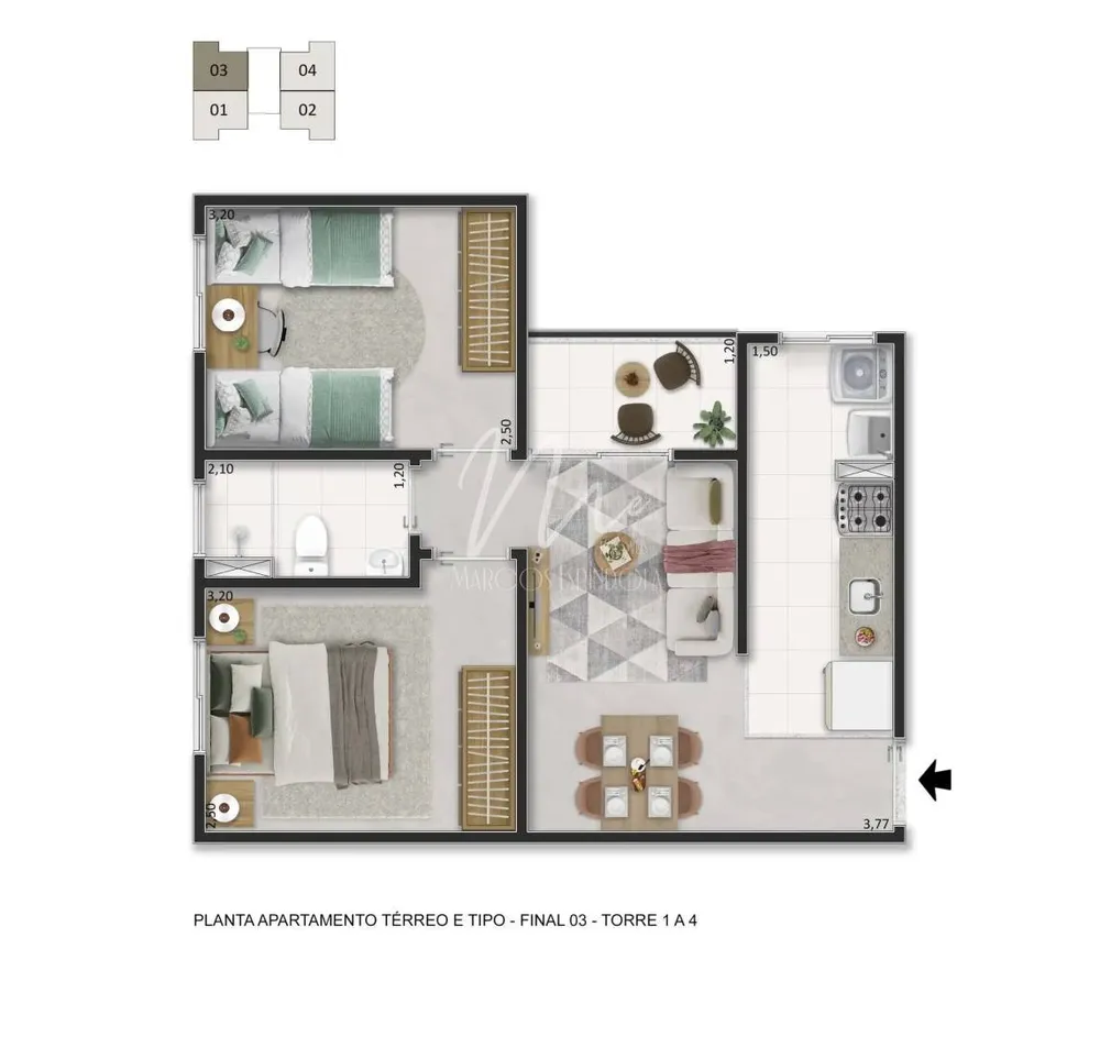 Apartamento, 2 quartos, 43 m² - Foto 4