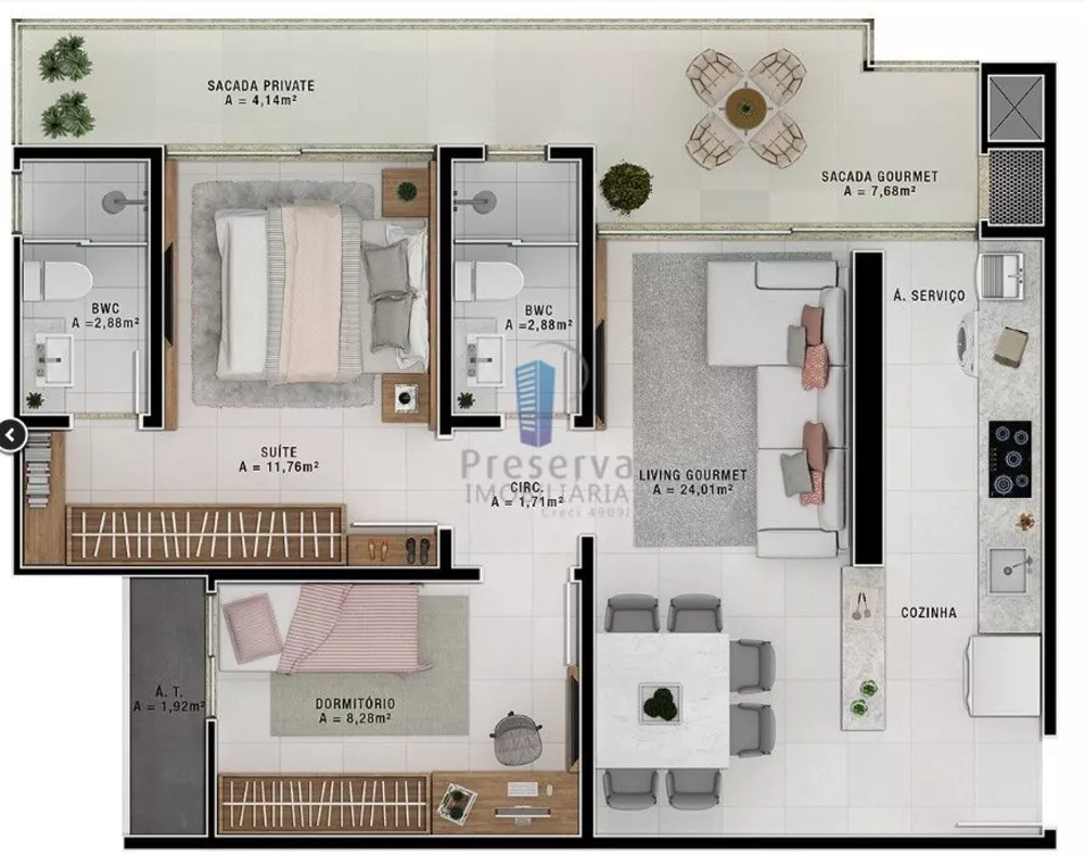 Apartamento, 2 quartos, 75 m² - Foto 2