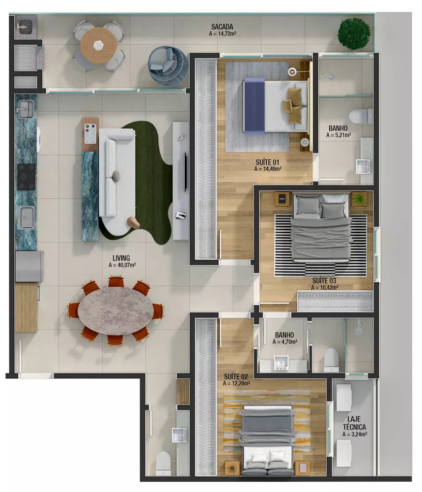 Apartamento à venda com 3 quartos, 121m² - Foto 3