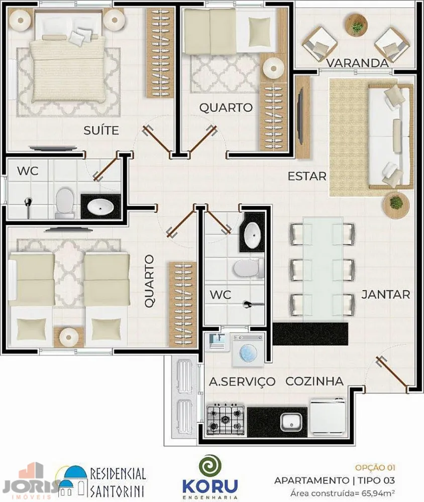 Apartamento, 3 quartos, 66 m² - Foto 3