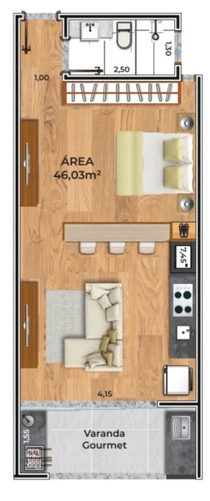 Apartamento, 1 quarto, 46 m² - Foto 12