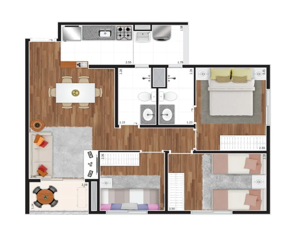 Apartamento, 3 quartos, 62 m² - Foto 2