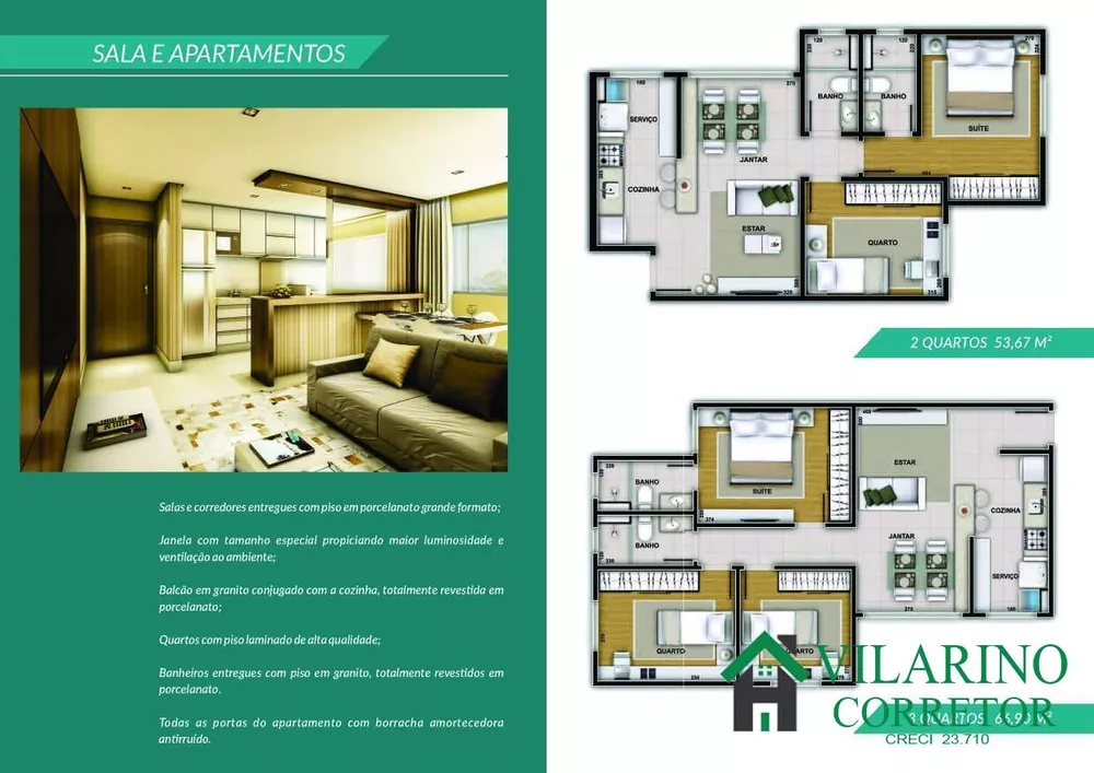 Apartamento à venda com 3 quartos, 48m² - Foto 2