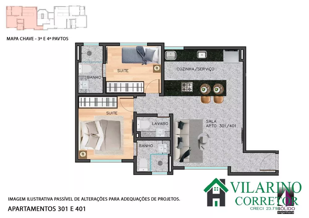 Apartamento à venda com 2 quartos, 54m² - Foto 1