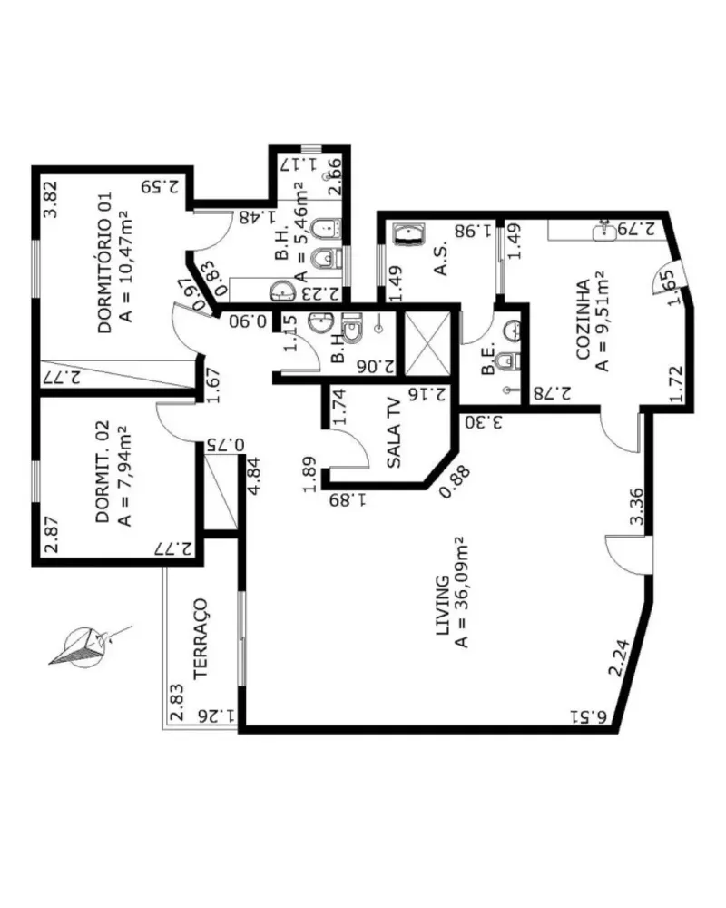Apartamento, 3 quartos, 72 m² - Foto 2