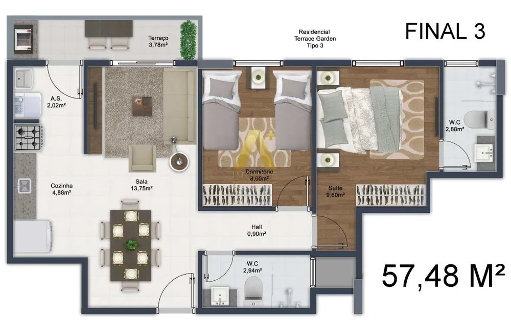 Apartamento, 2 quartos, 57 m² - Foto 7