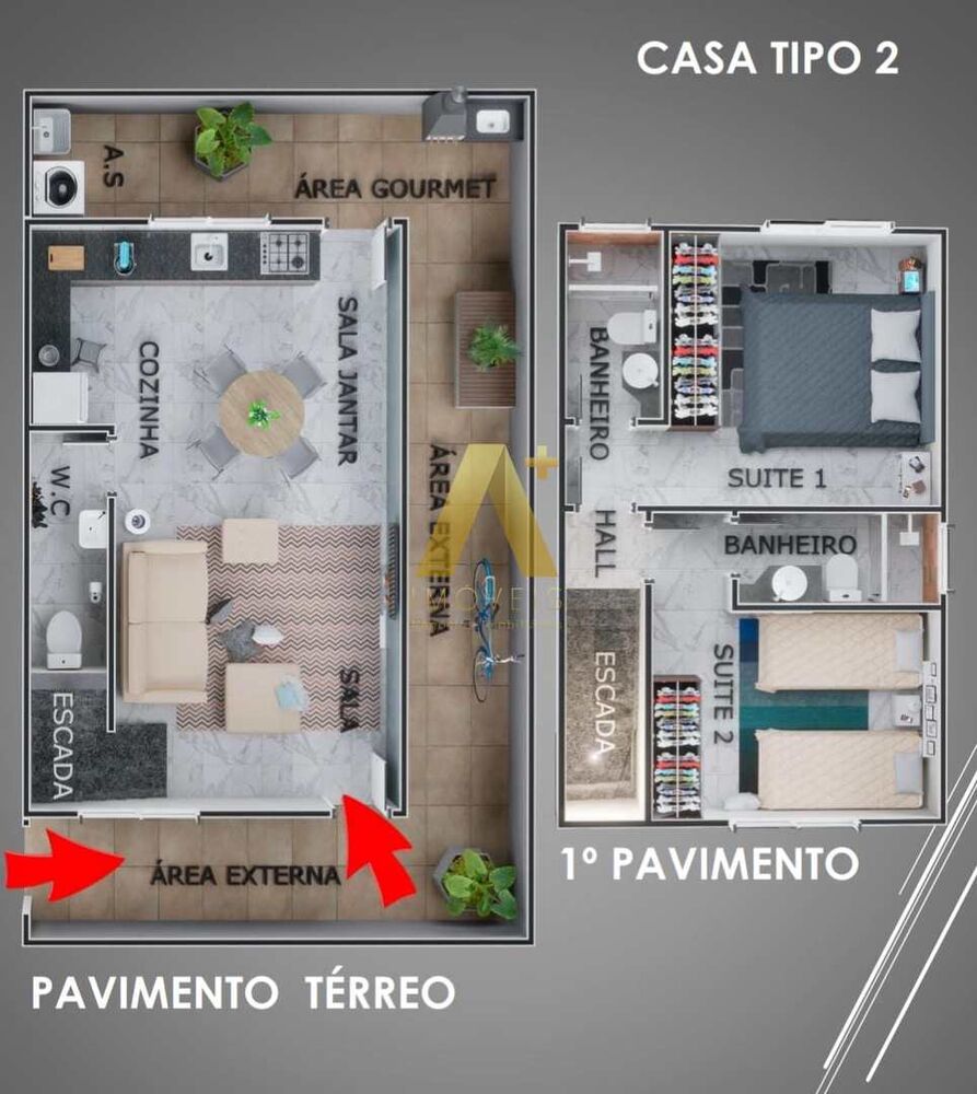 Sobrado, 2 quartos, 61 m² - Foto 3