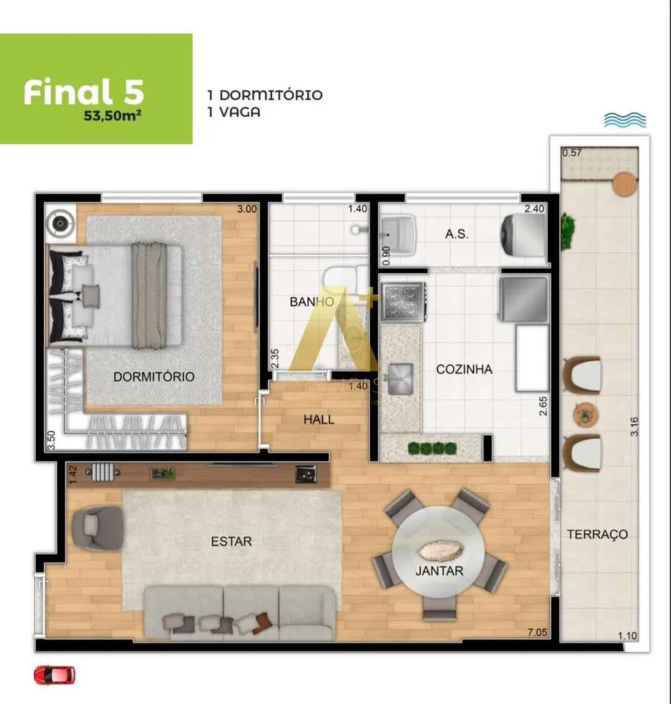 Apartamento, 1 quarto, 53 m² - Foto 2