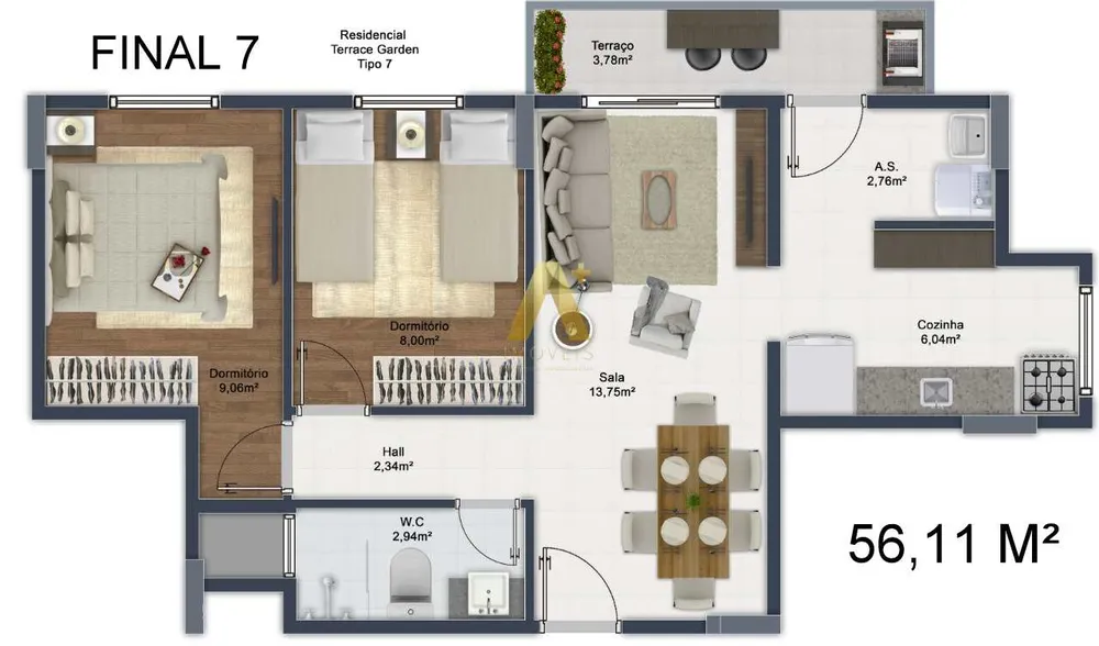 Apartamento, 2 quartos, 56 m² - Foto 12
