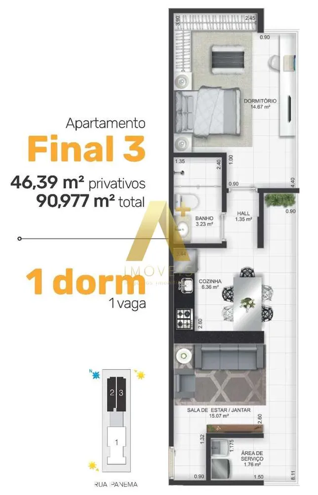 Apartamento, 1 quarto, 46 m² - Foto 7