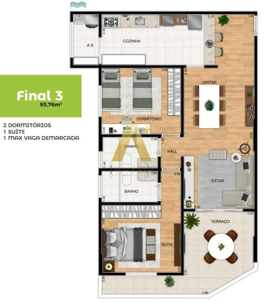 Apartamento, 2 quartos, 93 m² - Foto 2