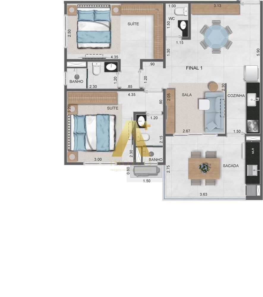 Apartamento à venda com 2 quartos, 75m² - Foto 4