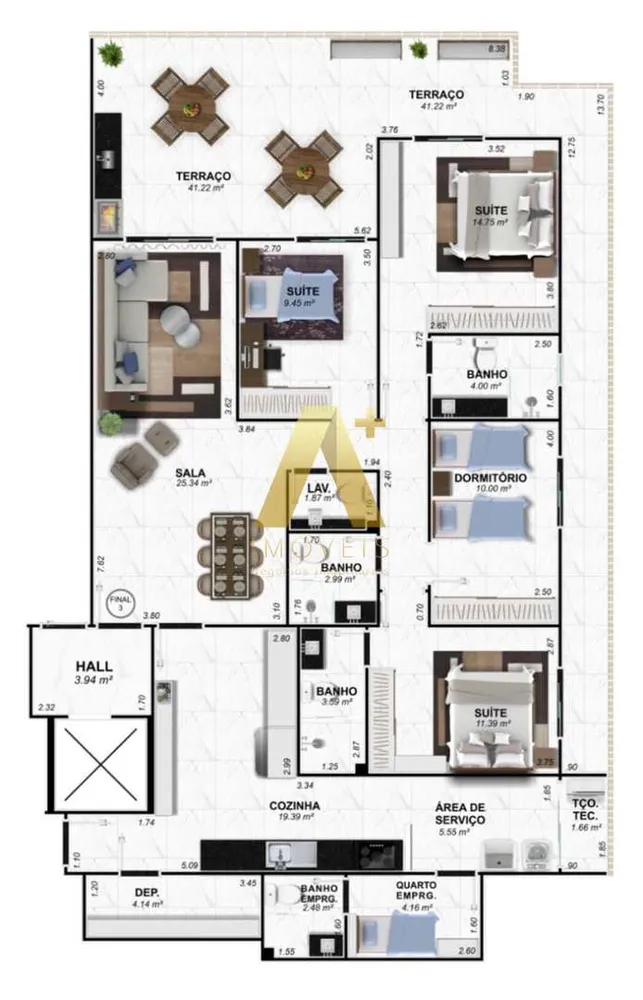 Apartamento, 3 quartos, 140 m² - Foto 3