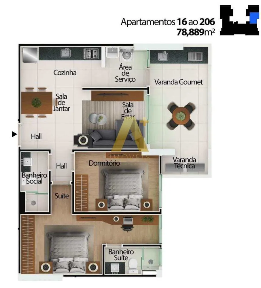 Apartamento, 2 quartos, 78 m² - Foto 8