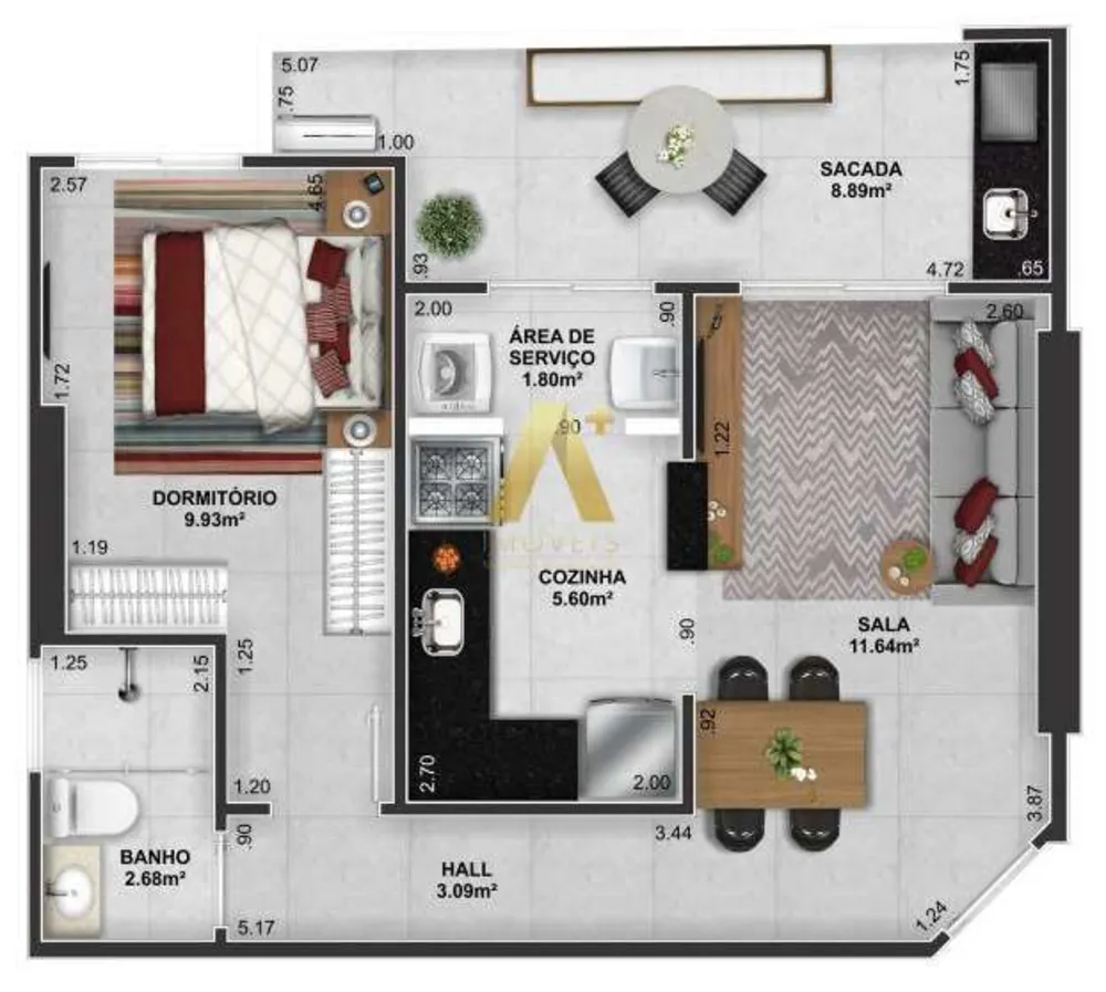 Apartamento, 1 quarto, 49 m² - Foto 7