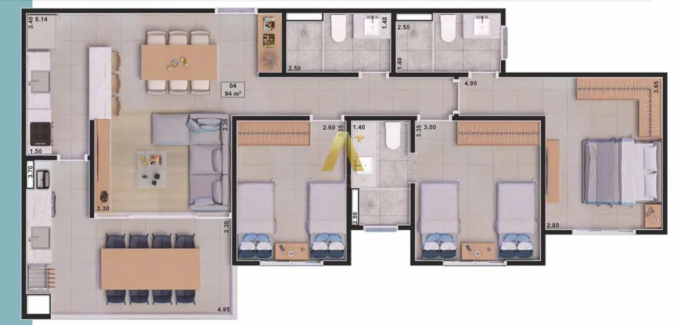Apartamento, 3 quartos, 94 m² - Foto 4