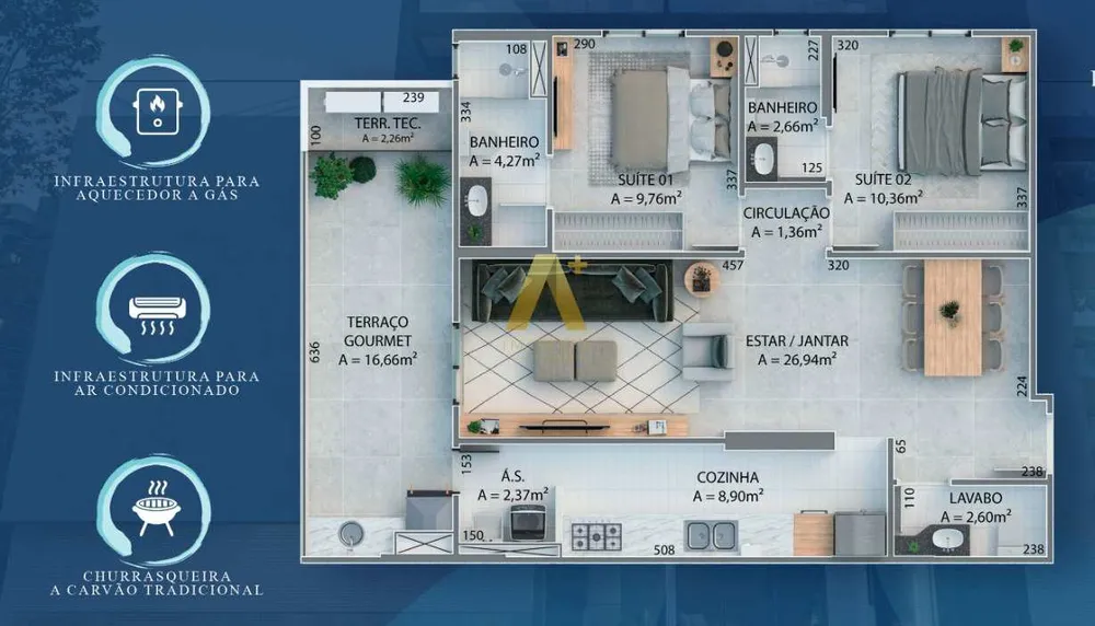Apartamento, 2 quartos, 94 m² - Foto 2