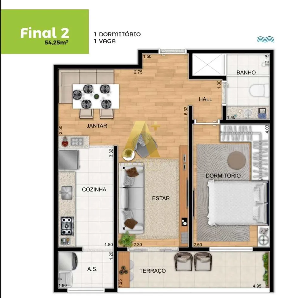 Apartamento, 1 quarto, 54 m² - Foto 7