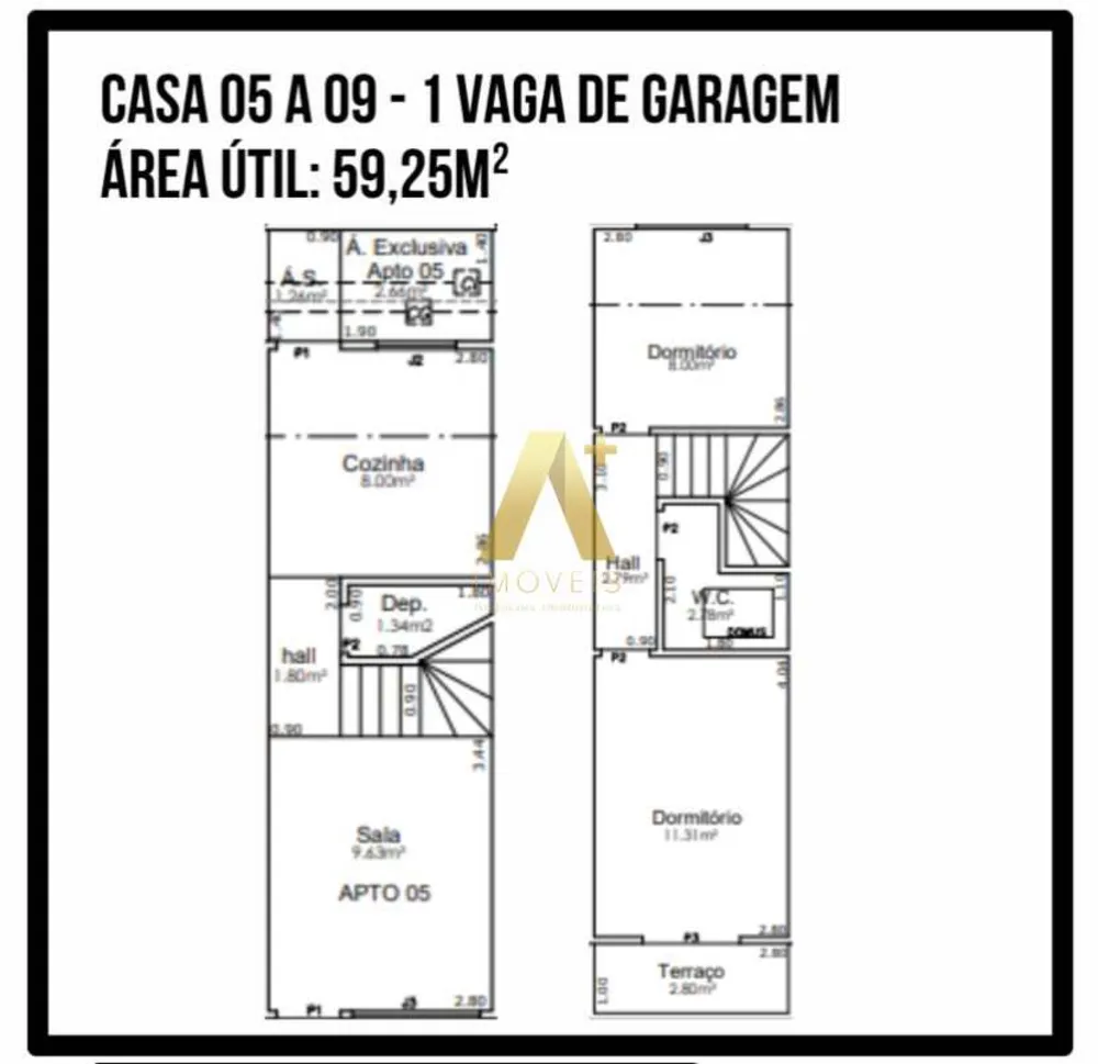 Sobrado, 2 quartos, 59 m² - Foto 8