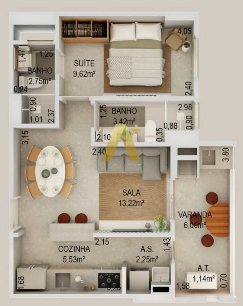 Apartamento, 1 quarto, 52 m² - Foto 7
