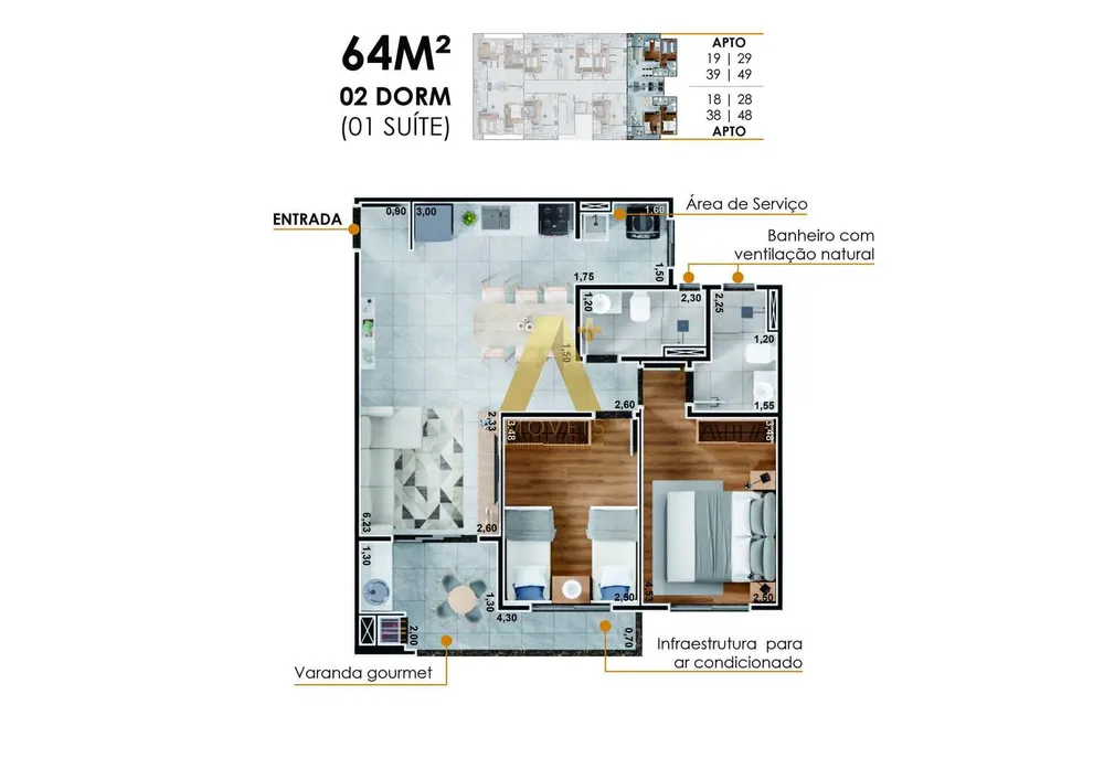 Apartamento, 2 quartos, 64 m² - Foto 8