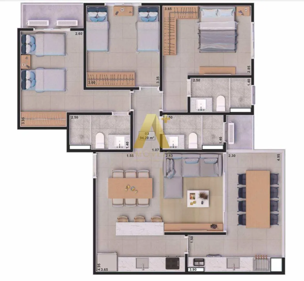 Apartamento, 3 quartos, 94 m² - Foto 4