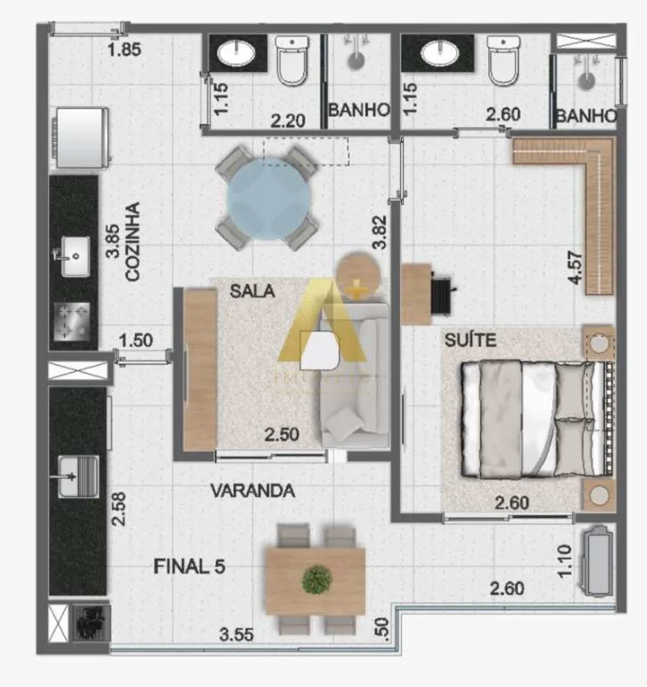Apartamento, 1 quarto, 53 m² - Foto 8