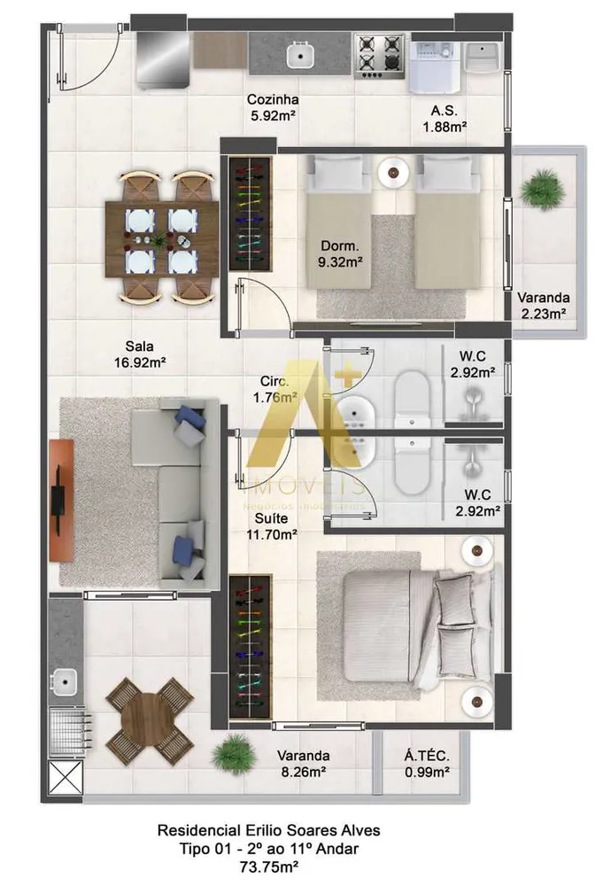 Apartamento, 2 quartos, 73 m² - Foto 12
